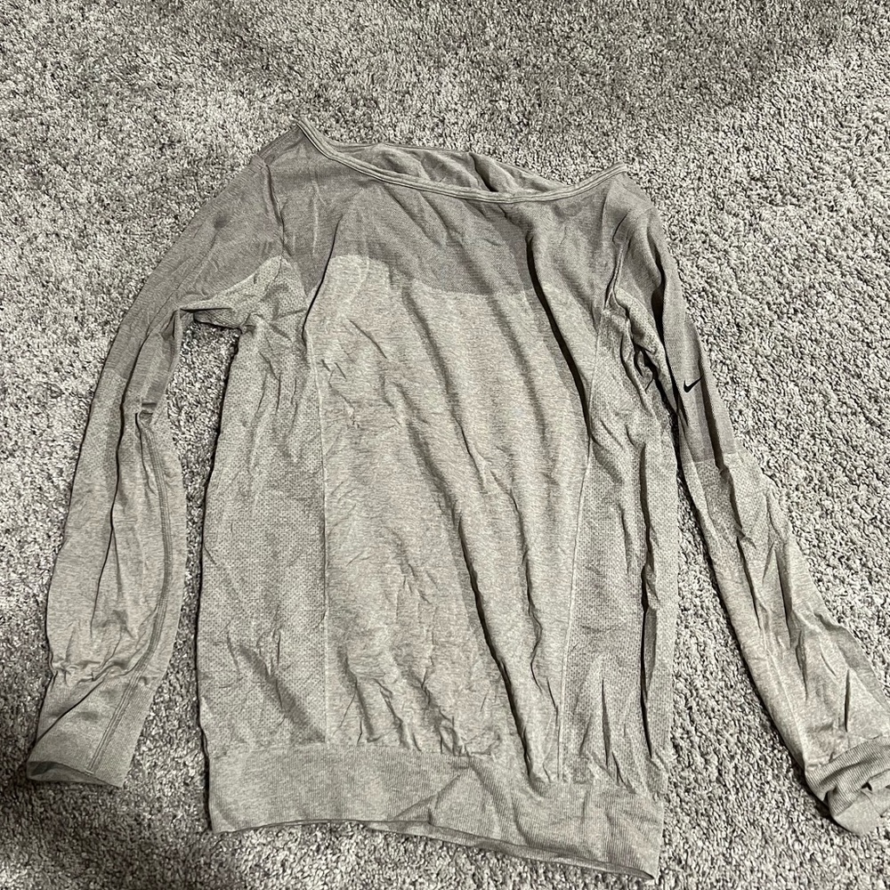 Nike dri-fit long sleeve running top - grey/gray